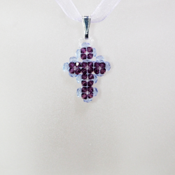 Pendant 30cm - Trina-Violet Organza - Pendant 30cm - Laiton argenté